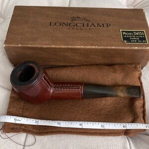 Longchamp vintage mens leather  wrapped pipe